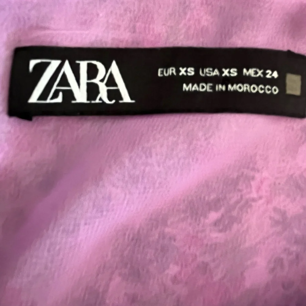 Zara Dress XS Mini Purple Floral Ruched‎ Chiffon Balloon Sleeves Elasticated - Picture 4 of 14